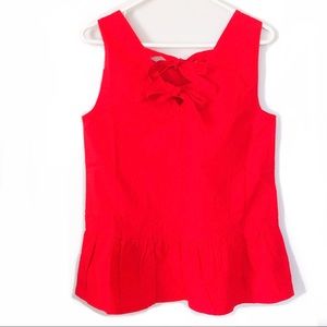 J CREW Red Bow Back Peplum Tank Top